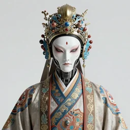 portrait of a chinese cyberpunk machine horizon zero dawn, machine face, robed upper half portrait decorated with chinese opera motifs regal royal fierce machine robot cyberpunk fine china wuxia traditional chinese art intricate intense elegant highly detailed digital painting artstation illustration, art by artgerm and greg rutkowski alphonse mucha 8 k