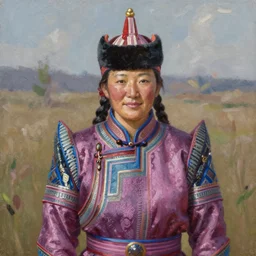 portrait of an mongolian woman ( 3 5 ) from mongolia in 2 0 2 1, an oil painting by ross tran and thomas kincade