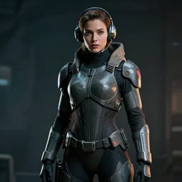 portrait, female cyberpunk pilot in full armor suite, dramatic lighting, cinematic, establishing shot, extremly high detail, photo realistic, cinematic lighting, post processed, concept art, artstation, matte painting, style by eddie mendoza, raphael lacoste, alex ross
