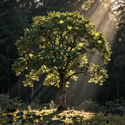 photo of a tree on a forest landscape, telephoto photography,