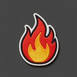 a retro vintage minimalist clean fire warning flames patch