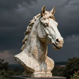 a bust sculpture of bojack horseman, very detailed, by michelangelo