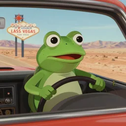 pepe frog, film still fear and loathing in las vegas, desert driving scene, high quality, hd, 4 k, warner, hbo, cinema frame, screenshot