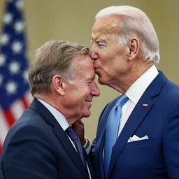 joe biden kissing joe biden on his forehead, gentle, daddy