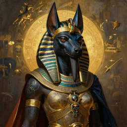 majestic gracious anubis female warrior portrait, atmospheric lighting, painted, menacing, intricate, volumetric lighting, beautiful, rich deep colours masterpiece, golden hour, sharp focus, ultra detailed, by leesha hannigan, ross tran, thierry doizon, kai carpenter, ignacio fernandez rios