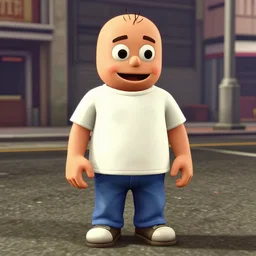 Screenshot of a 3d version of a 3d Meatwad from Aqua Teen Hunger Force as a 3d NPC in the realistic 3d videogame 'Grand Theft Auto V' (2013). Sharpened. 1080p. High-res. Ultra graphical settings.