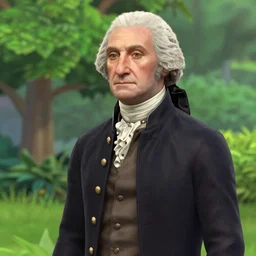 george washington in the sims 4, in game screenshot, 8 k resolution