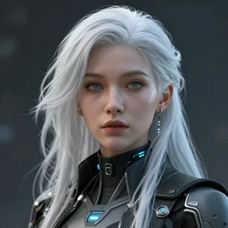 a woman with white hair, cyberpunk art by nina tryggvadottir, trending on zbrush central, fantasy art, daz 3 d, 3 d octane render portrait, behance 4 k, ruan jia, cgsociety, pop surrealism