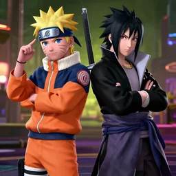 Naruto Uzumaki and Sasuke Uchiha in Cyberpunk 2077