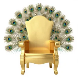 a throne made of gold and surrounded by peacock feathers with an elegant art deco boarder, concept art, illustration, tamara de lepika