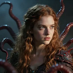 a girl merge with parasite monster, still shot from movie