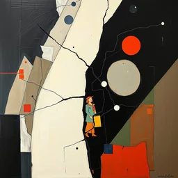 a brittle, anxious, nonlinear and incomprehensible world. abstract painting by lissitzky and malevich. trending on artstation