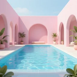 liminal spaces swimming pool, pastel colors, blender cycles, octane render, unreal engine, 8 k ultra hd, photorealistic
