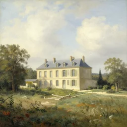 a building in a landscape, by jean delville