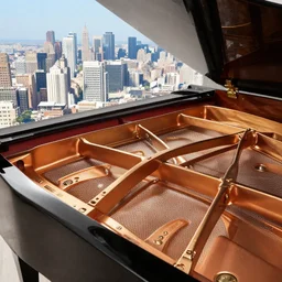 a whole city inside a grand piano