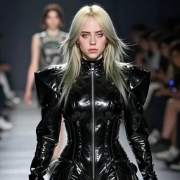 a beautiful young japanese billie eilish kat dennings runway model in elaborate latexoutfit, by guweiz and wlop and ilya kuvshinov and artgerm and makoto shinkai and studio ghibli, symmetrical eyes, aesthetic, gorgeous, stunning, alluring, attractive, artstation, deviantart, pinterest, digital art