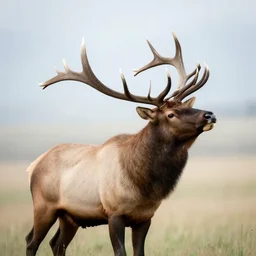 a great elk, with antlers so heavy it struggles to keep its head up