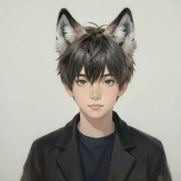 yoji shinkawa painting of a stylish a young boy with wolf ears