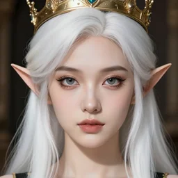 elf with white hair and crown, art by michael garmash and ilya kuvshinov and magali villeneuve, anime, cute - fine - face, pretty face, beautiful bone structure, digital painting, realistic shaded perfect face, artstation, concept art, sharp focus, illustration, ultra detailed, 4 k,