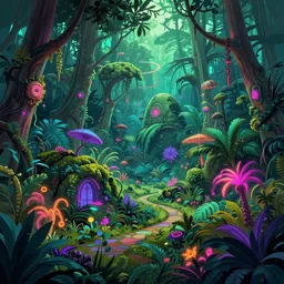 a beautiful landscape, Neon Jungle, detailed illustration, digital art, overdetailed art, concept art, Sylvain Sarrailh, trending on artstation
