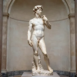 sculpture of a beautiful young Asian woman with elf ears, by Michelangelo, on display in the Louvre, full body, 8k