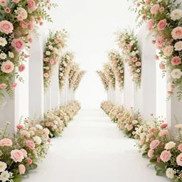 photo of an endless heavenly corridor filled with flowers