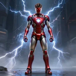 character concept, full body, symmetrical head - on centralized, young man with advanced iron suit, mask off. detailed, high quality, dynamic lightning, fantasy, scenematic. artwork by artgerm, wlop, alex ross, greg rutknowski, alphonse mucha