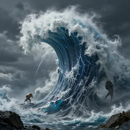 fantasy art hyper realistic omnipotent created interesting bizarre lichtenberg tsunami fantastic art award winning best ultra detailed magnificent