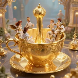 photo of a magical golden teacup ride, marc simonetti, greg rutkowski, ferdinand knab, hyperdetailed, photorealistic, 8 k resolution, trending on artstation, surrealism, fantasy