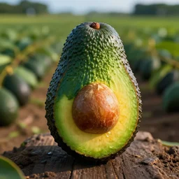 portrait of an avocado, farm field background, rich vivid colors, ambient lighting, dynamic lighting, 4 k, hq, official media, anime key visual, makoto shinkai, ilya kuvshinov, lois van baarle, rossdraws, detailed, trending on artstation