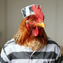 prisoner with a cute chicken head