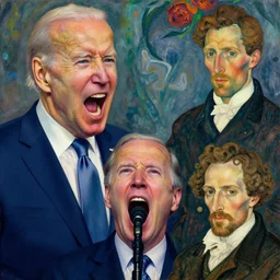 joe biden screaming, by egon schiele and william blake and stephen gammell