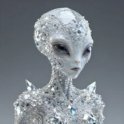 portrait of an alien made of crystal glass and diamonds, artstation