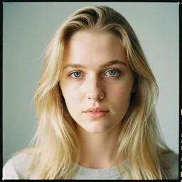 a photo of a cute blonde young woman portrait. taken with with fuji pro 4 0 0 h film