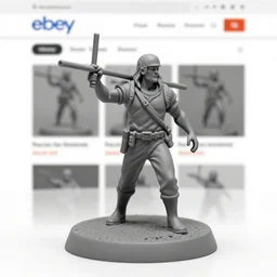 Fine Image on the store website, eBay, Full body, 80mm resin detailed miniature of Paul Walker with a husky