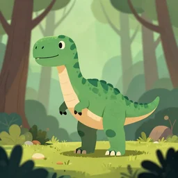 an illustration of a dinosaur 1 h 8 0 3 8 in the woods, trending on artstation, central composition, very cartoon, shape focus, high detailed, by anton fadeev 7 n 1 9 g 9