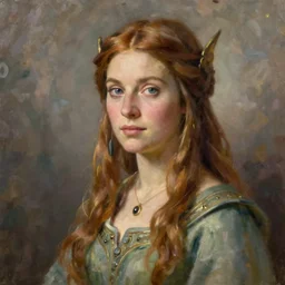 portrait of a elven woman ( 3 5 ) from lothlorien, an oil painting by ross tran and thomas kincade