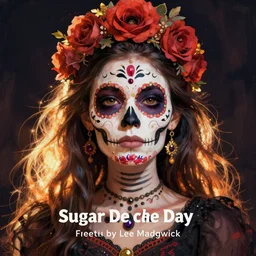 Illustration of a sugar skull day of the dead girl, art by Lee Madgwick