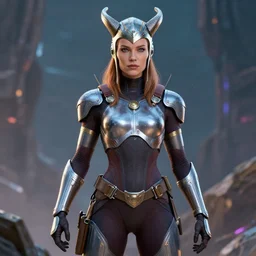 Viking female android, by MARVEL comics and Sandra Chevrier, 4k