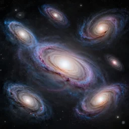 complex shot of multiple galaxies, hyper realism, cinematic, epic composition, high detail, octane render, unreal engine, 8 k, vibrant colors, high contrast, depth of field, photorealistic, extremely detailed, apocalyptic, very sharp, beautiful,