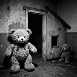 found footage spooky horror teddy bears robbing your house b & w grainy creepy backrooms