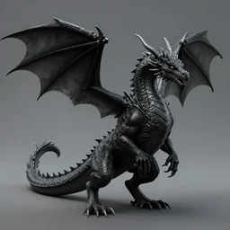 black dragon, realistic, highly detailed, concept art, full body, anatomy correct