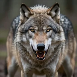 SCP wolf. Photorealistic. Bloody teeth.
