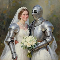 Wedding of  a Knight and His Lady, Acrylic Painting, realism, happiness