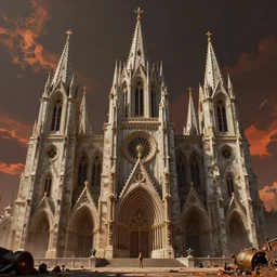 A Cathedral in Mars, architecture in the style of Warhammer 40k Adeptus Mechanicus, digital art, highly detailed