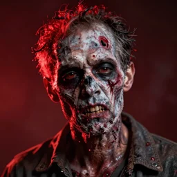 hyper realistic portrait zombie cinematic, full head and shoulders, redshift, vray, octane