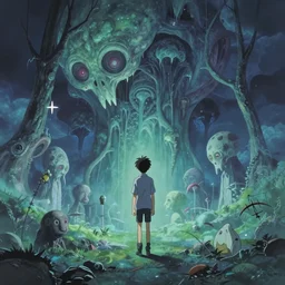 a high definition screenshot from the haunting and strange science fiction anime film ; a strange and ethereal dreamscape, digital painting by makoto shinkai, akira toriyama, sabbas apterus, surrealism, trending on artstation