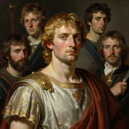 portrait of alexander the great by wayne barlowe, gustav moreau, goward,  Gaston Bussiere and roberto ferri, santiago caruso, and austin osman spare