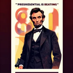 presidential beating, abraham lincoln is rambo, 8 0's movie poster, theatrical poster, vibrant fan art, digital art, trending on artstation, minimalist