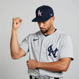 aaron judge plaintively holding up a severed arm, missing an arm